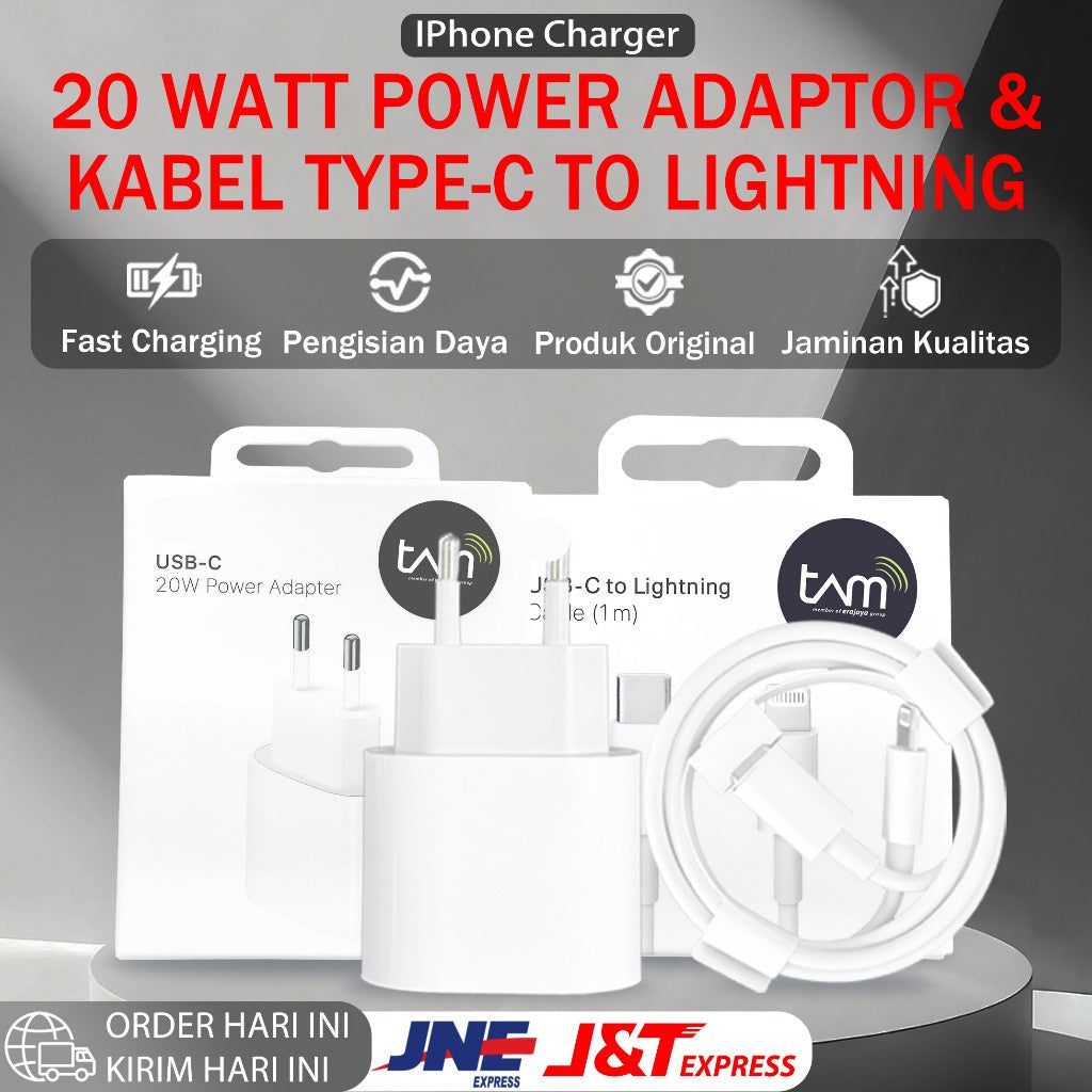 HIBY - Charger iPhone Fast Charging 20W/35W + Kabel Type C to Lightning [MFi Certified] - Set Komplit untuk iPhone 8-14