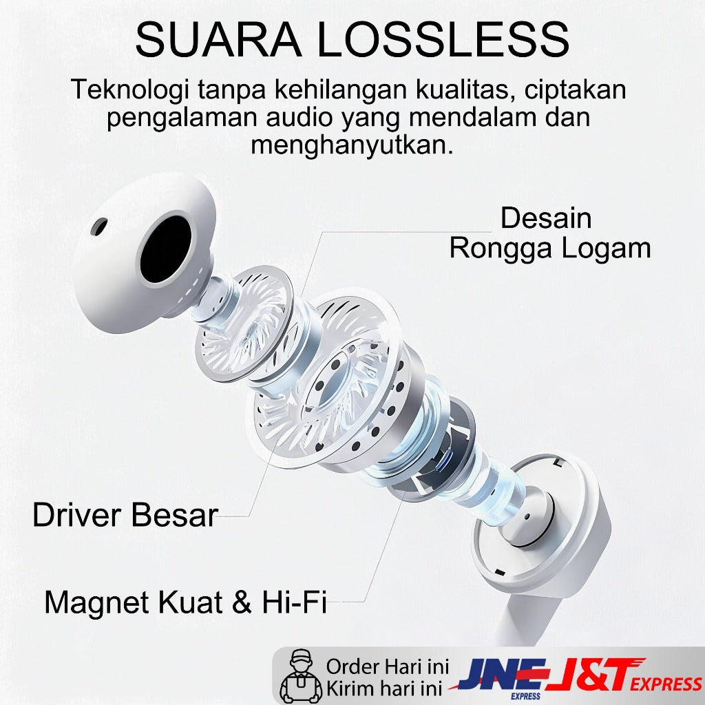 HIBY - Earphone Kabel Original Apple Bergaransi Resmi 2 Tahun | Langsung Pakai | Pilih Lightning untuk iPhone 8-14  atau Type-C untuk iPhone 15/16/17