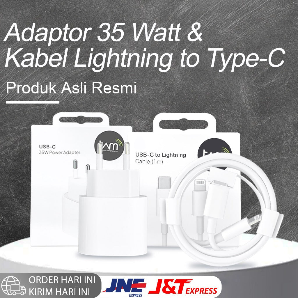 HIBY - Charger iPhone Fast Charging 20W/35W + Kabel Type C to Lightning [MFi Certified] - Set Komplit untuk iPhone 8-14